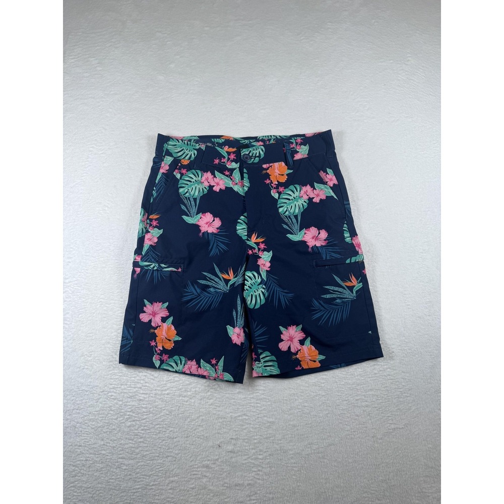 Birdie Bound Shorts Mens 30 Navy‎ Tropical Floral Print Golf Chino 8 In Inseam
